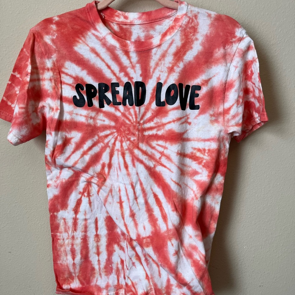 Coral and White Tie-Dye Tee
